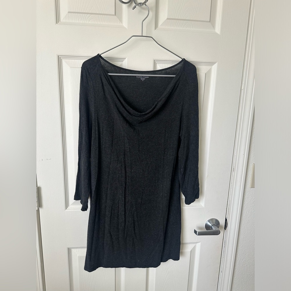 EILEEN FISHER CHARCOAL Flowy Tunic.